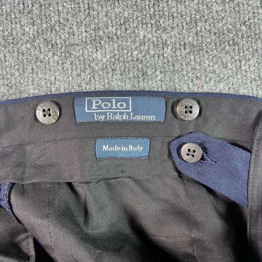 Polo Ralph Lauren Pants Men's 34 Navy Blue 100% Flax Flat Front Straight Preppy